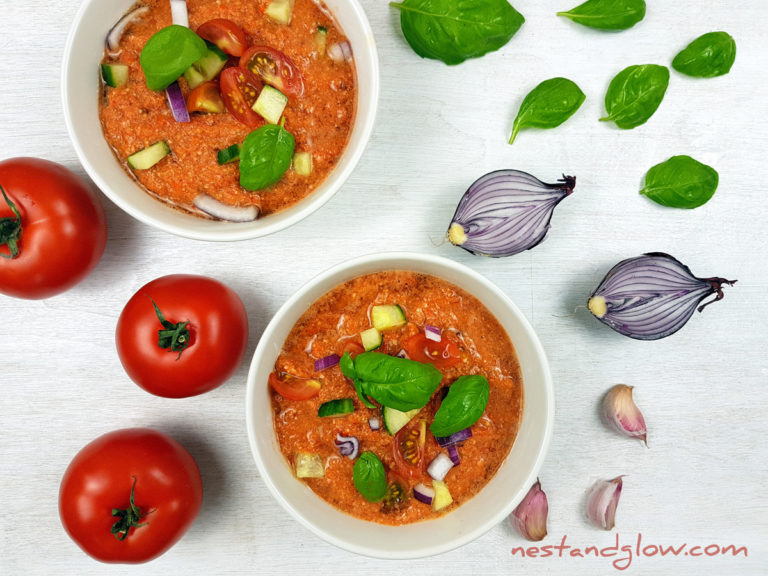 Almond Tomato Red Pepper Gazpacho Soup – Nest and Glow