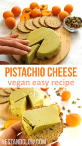 Pistachio Nut Cheese is a quick and easy vegan cheese made from just nuts, seaweed and nutritional yeast. Naturally dairy free and it slices/grates!