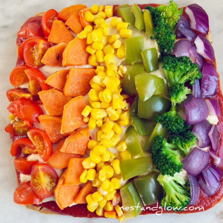 Rainbow Veggie Pizza - gluten free and vegan