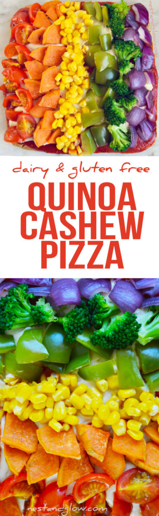 Rainbow Cashew Cheese Quinoa Crust Pizza - Dairy & Gluten Free