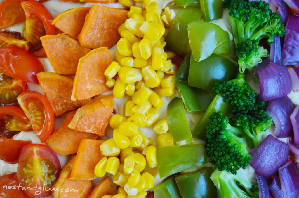 Healthy Rainbow Pizza vegan gluten free