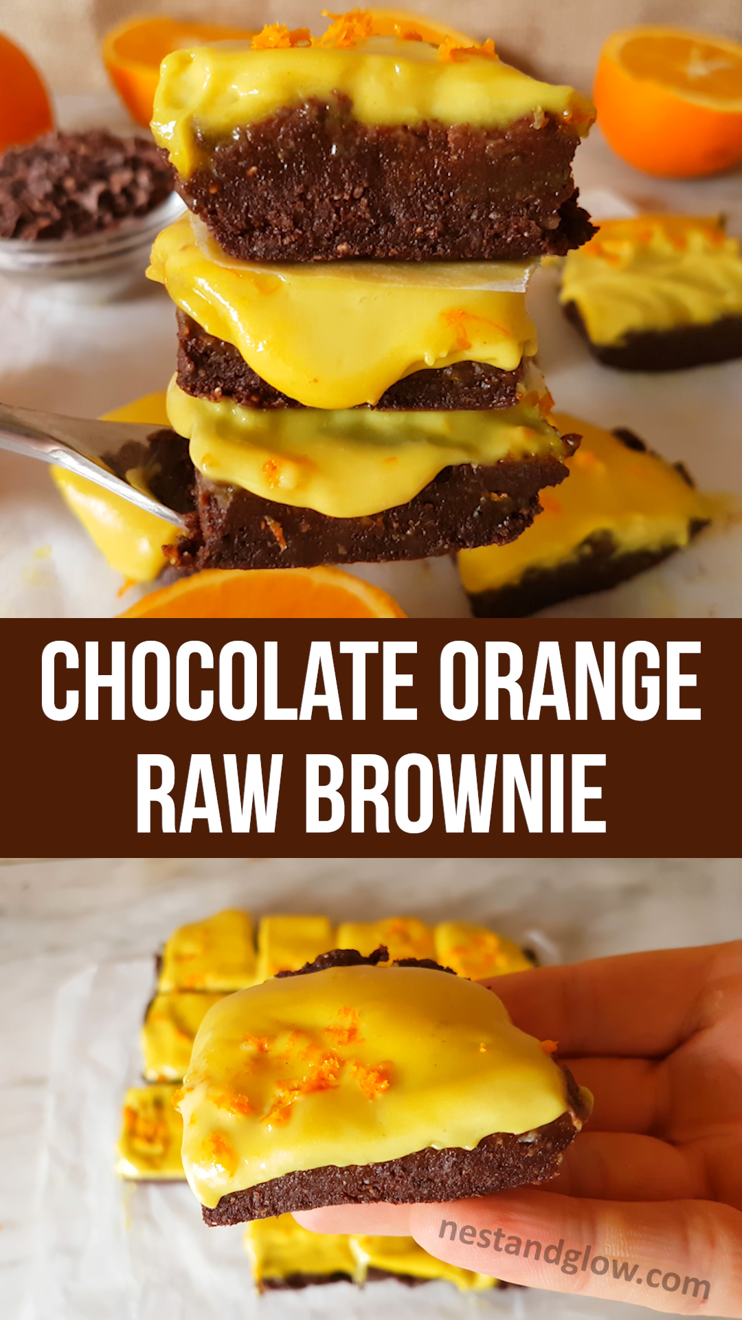 Raw Chocolate Orange Frosted Brownies Nest and Glow