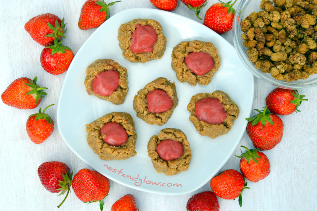 Raw Vegan Strawberry Thumbprint Cookies