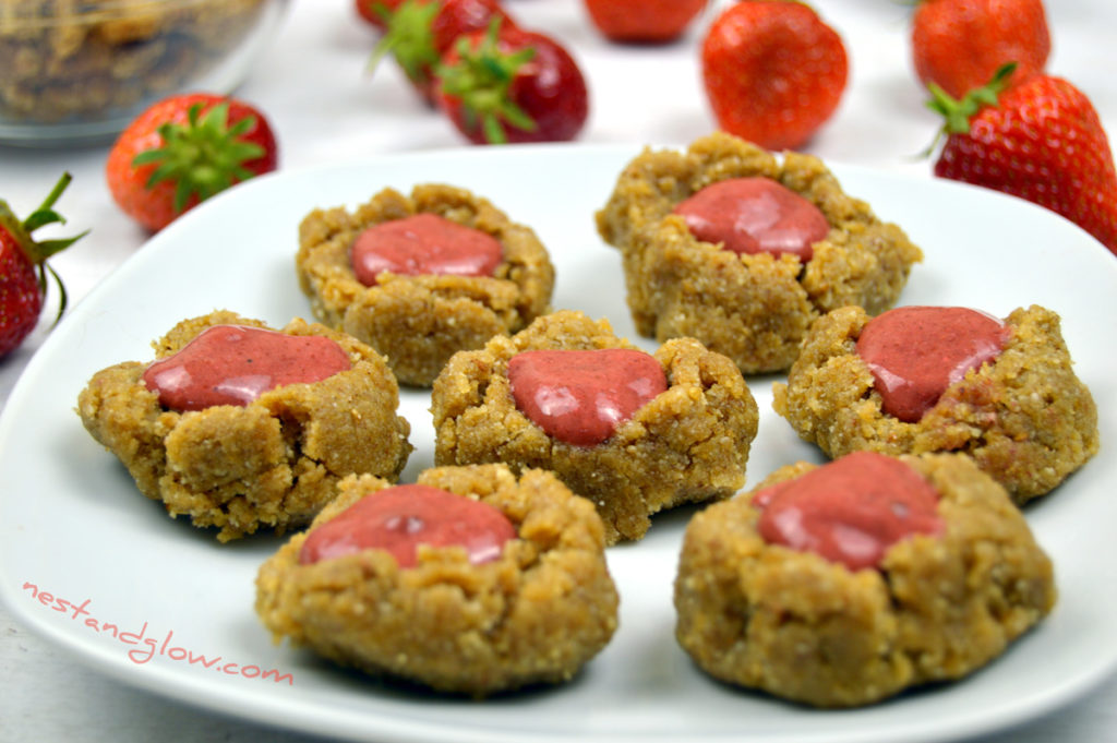 Raw Strawberry Thumbprint Cookies Paleo and plant-based