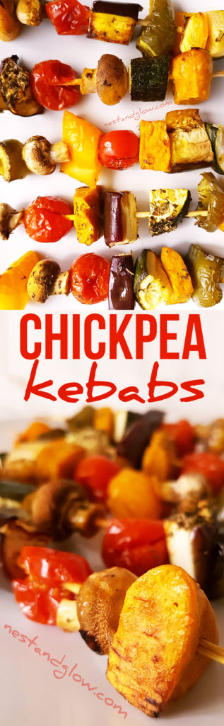Chickpea Tofu Mediterranean Vegetable Kebabs Recipe - Easy vegan healthy kebabs with homemade chickpea tofu