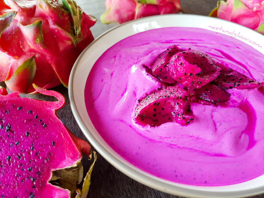 No churn Dragon Fruit Cashew Ice Cream