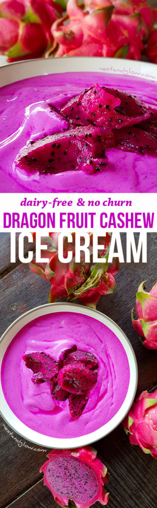 Dragon Fruit Cashew Ice Cream - Dairy-free and no-churn