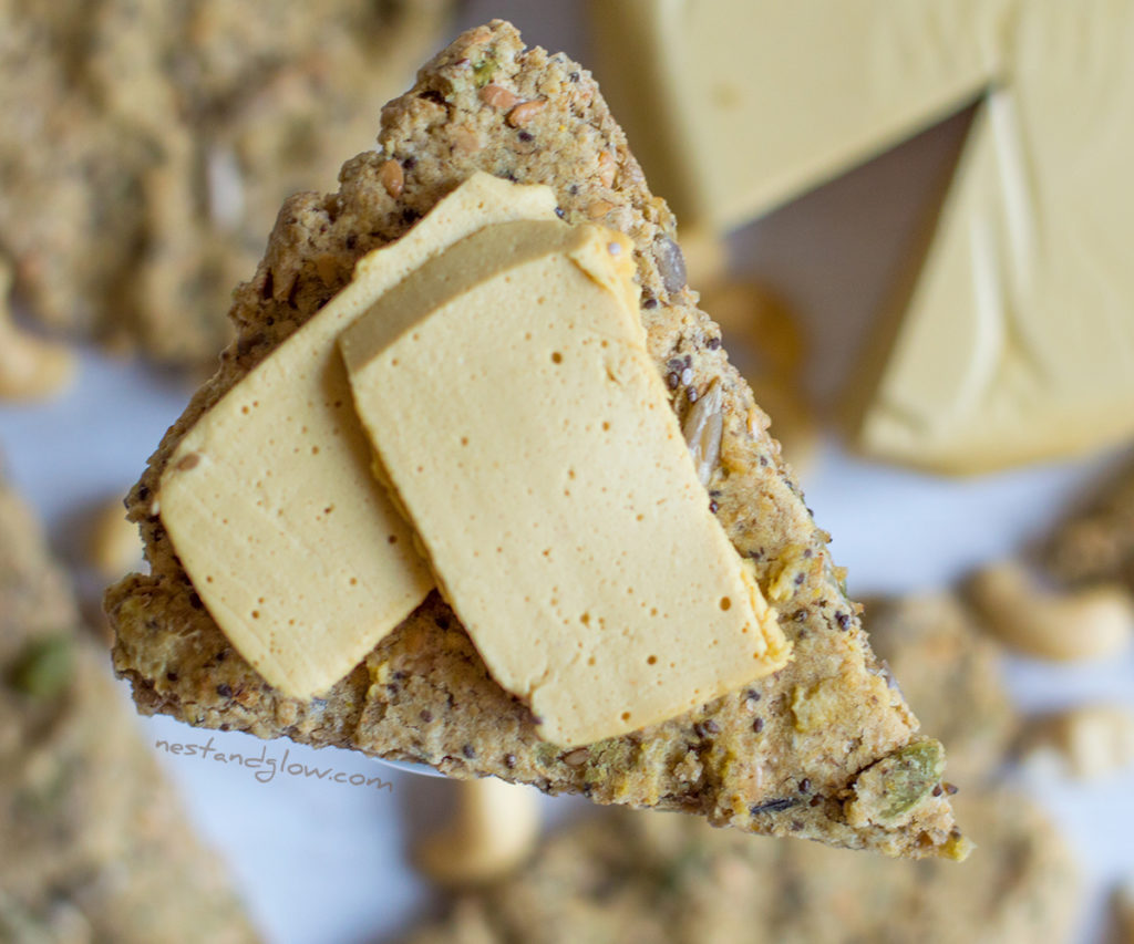 Marmite Cashew Cheese on five seed oat cakes