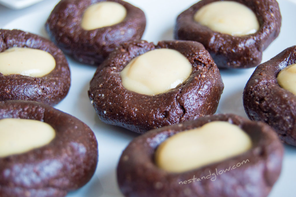 Raw Chocolate Cashew Thumbprints Close-up