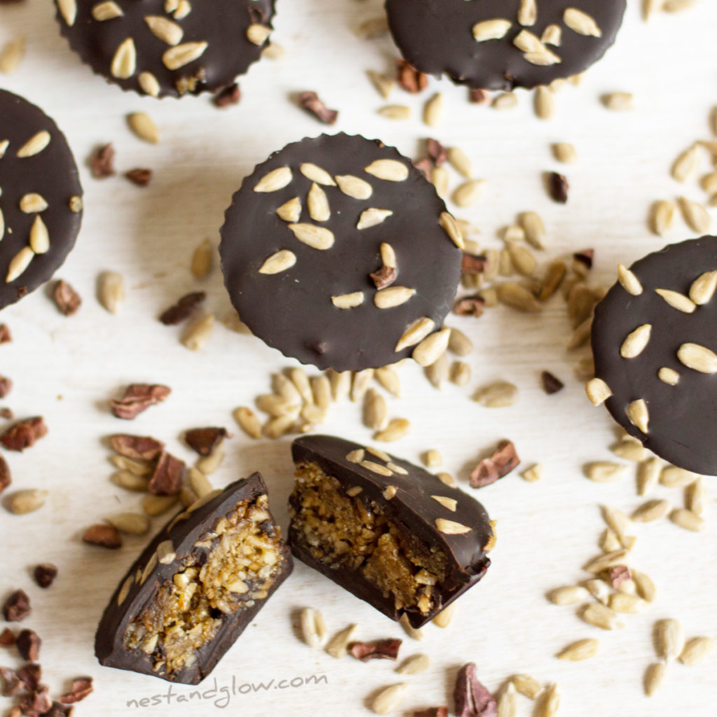 Sunflower seed butter caramel cups paleo