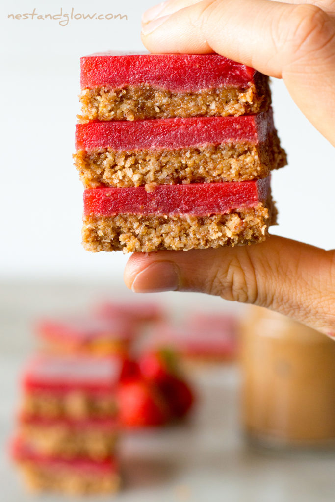 Almond butter healthy jelly slice