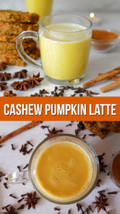 Pumpkin spice cashew latte - easy to make and vegan coffee drink made from fresh pumpkin and sweetened naturally #vegan #veganrecipe #healthyrecipe #plantbased