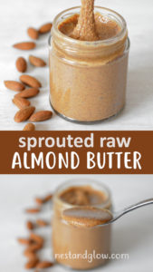 Sprouted Almond butter is made by soaking and activating almonds in salted water. It's a far healthier version of peanut butter and raw if you dry the almonds. Full of nutrition and easy to digest #vegan #paleo #healthyrecipe
