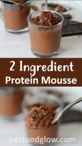 Amazing two ingredient vegan protein mousse. So easy to make this healthy chocolate mouse that is free of any dairy and made from just dark chocolate and beans. Full of nutrition and plant protein