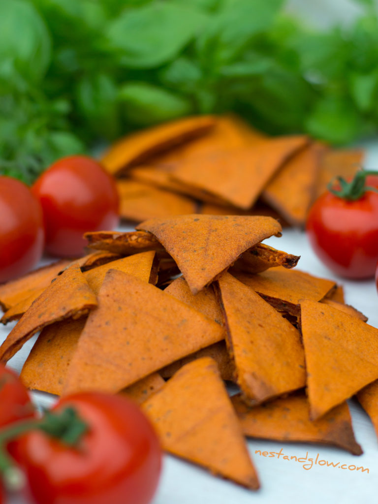 Healthy Tomato and Basil Lentil Chips