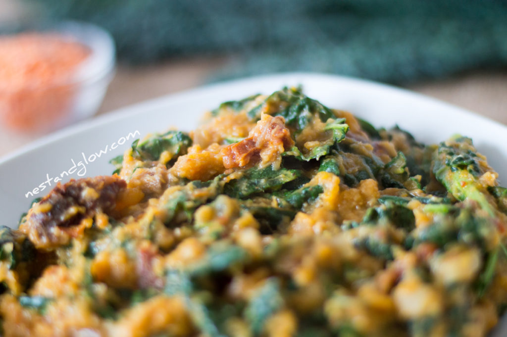 sweet potato and kale dahl steaming