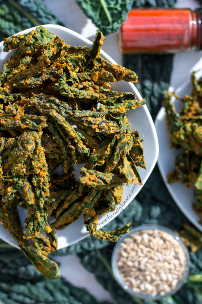 Easy nut free vegan cheese kale crisps