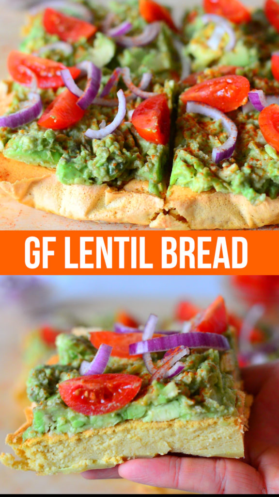 Gluten free bread made from lentils. This healthy bread is inexpensive to make and full of plant protein. Easy to make and full of goodness. Gluten free high protein bread that's perfect for avocado on toast. #glutenfree #bread #plantprotein #lentil #glutenfreerecipe