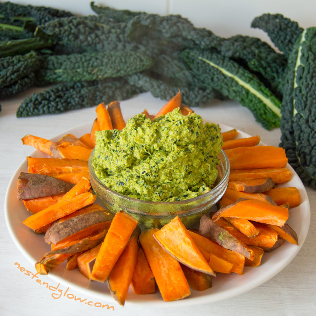 Healthy Kale Hummus and Sweet Potato Chips