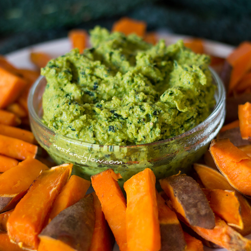 Kale Hummus and Sweet Potato Chips Recipe