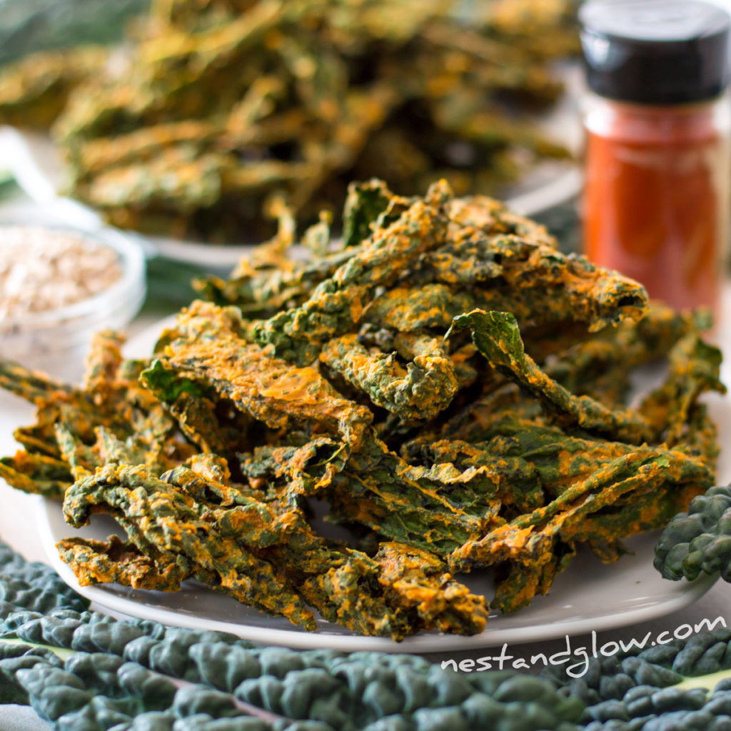 Smoked sunflower seed kale crisps