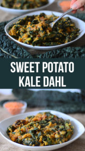 Kale and sweet potato dahl is a quick, easy, healthy and cheap plant protein meal. Can be made in a pressure cooker or instantpot very quickly or in a normal pan. Full of healthy greens and plant protein. #instantpot #plantprotein #dahl #vegan #healthy