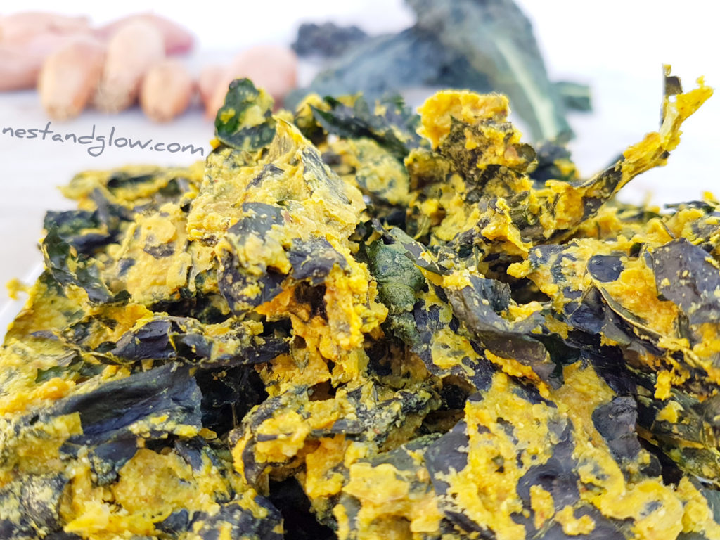 Easy Vegan cheesy nut-free kale crisps