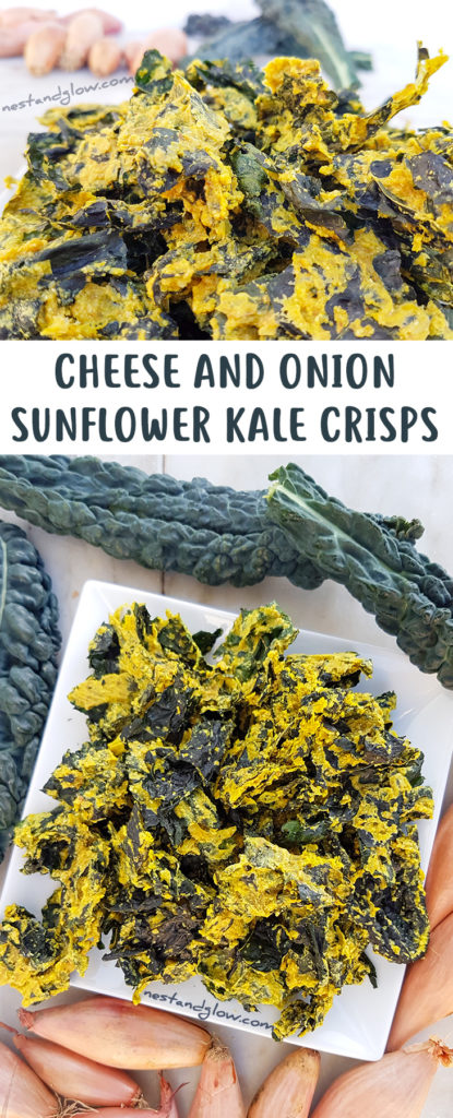 Cheese and Onion Sunflower Kale Crisps Recipe - Vegan, nut-free and Raw