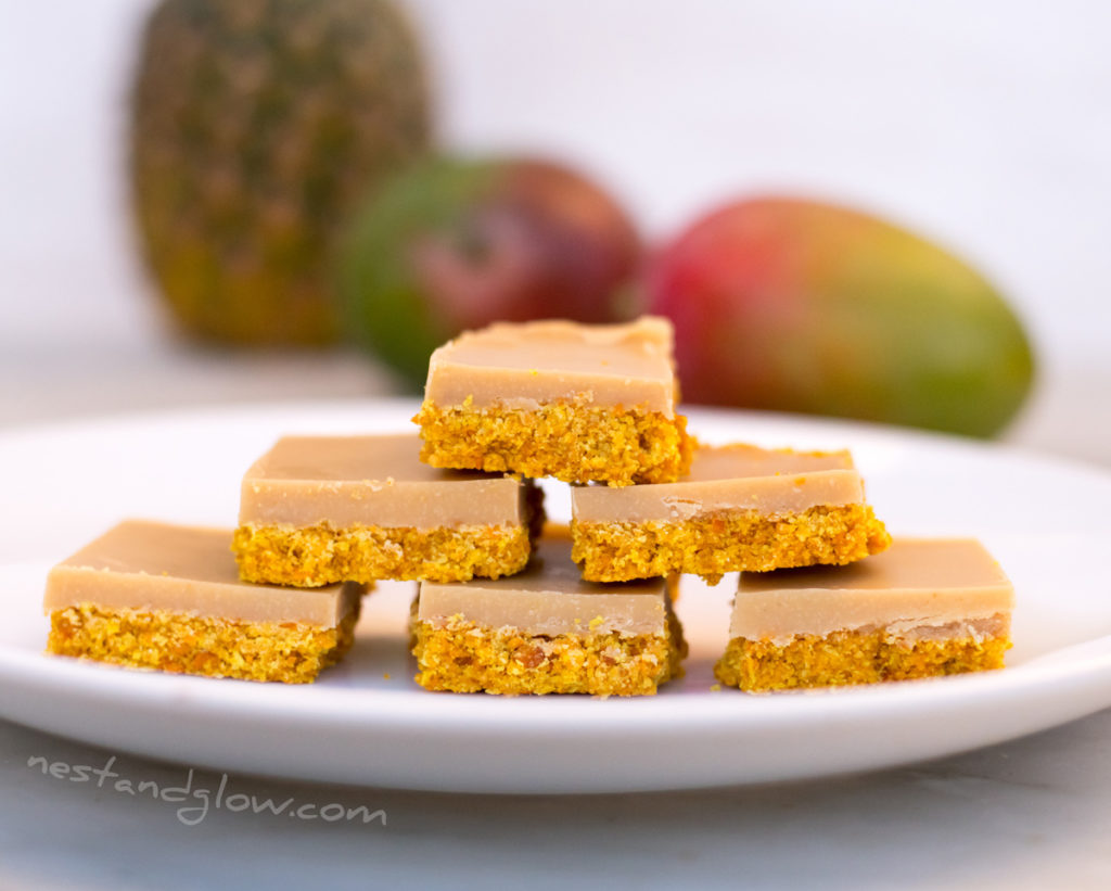 Dairy free fudge with mango and pineapple