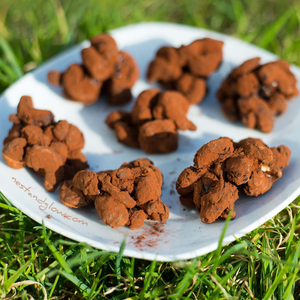 cashew chocolates on a plate