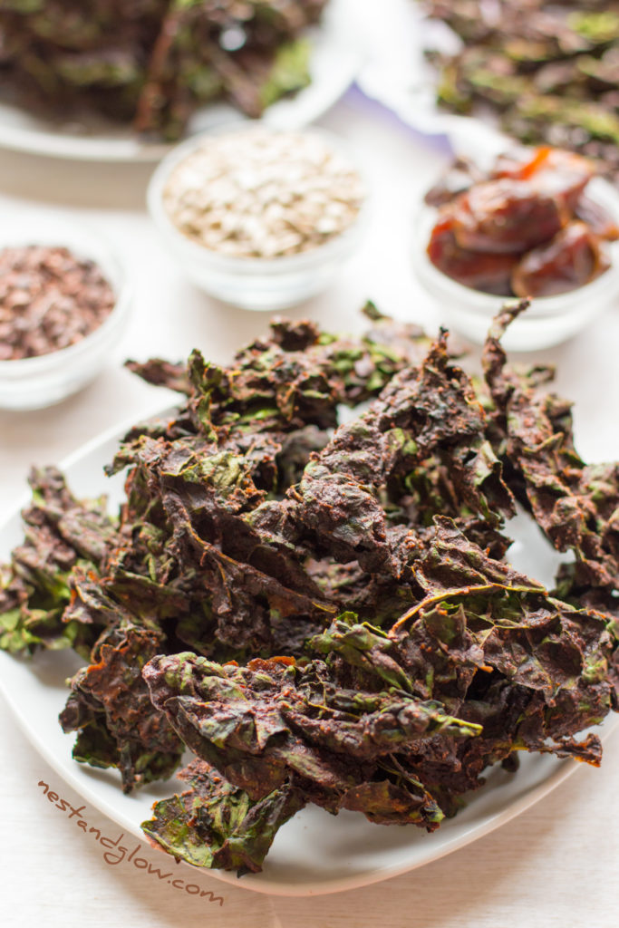 healthy chocolate kale chips