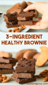 3 Ingredient Healthy Brownies Recipe - easy sweet potato chocolate brownies made from just a few ingredients and loaded with good stuff. This vegan recipe is foolproof to make and naturally gluten free