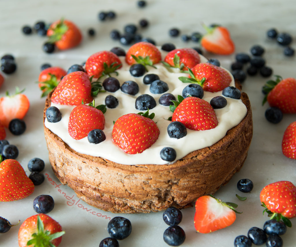 Vegan and Gluten-free simple Chickpea Strawberry Cake. Healthy cake recipe that's full of protein and fibre