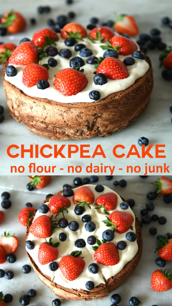 A healthy cake recipe that's vegan and gluten-free. Chickpeas are used so this cake is bursting with fibre and protein. Try this simple gluten free cake #glutenfree #healthycake #cake #healthy