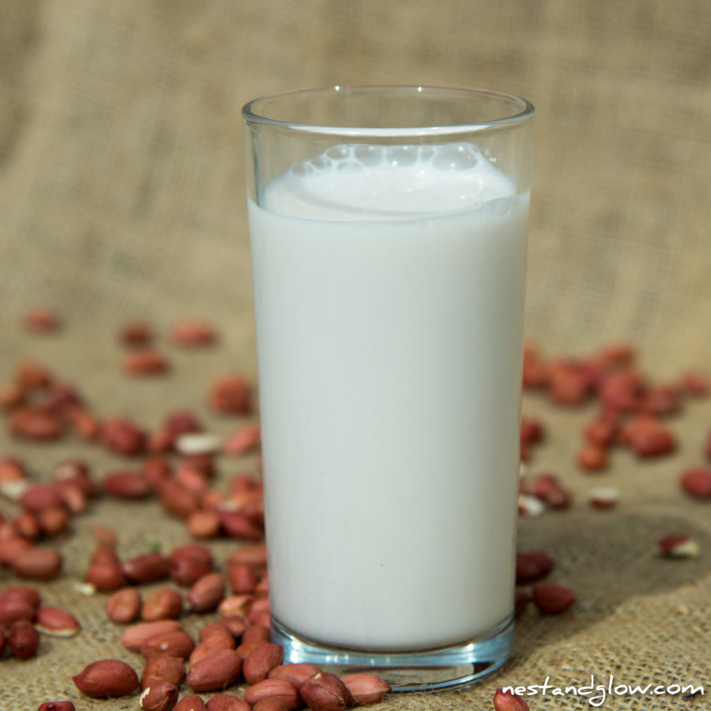 a glass of peanut milk