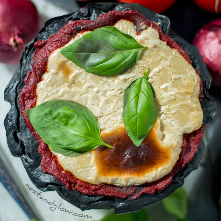 Black Pizza with Cashew Cheese - Gluten free and Vegan
