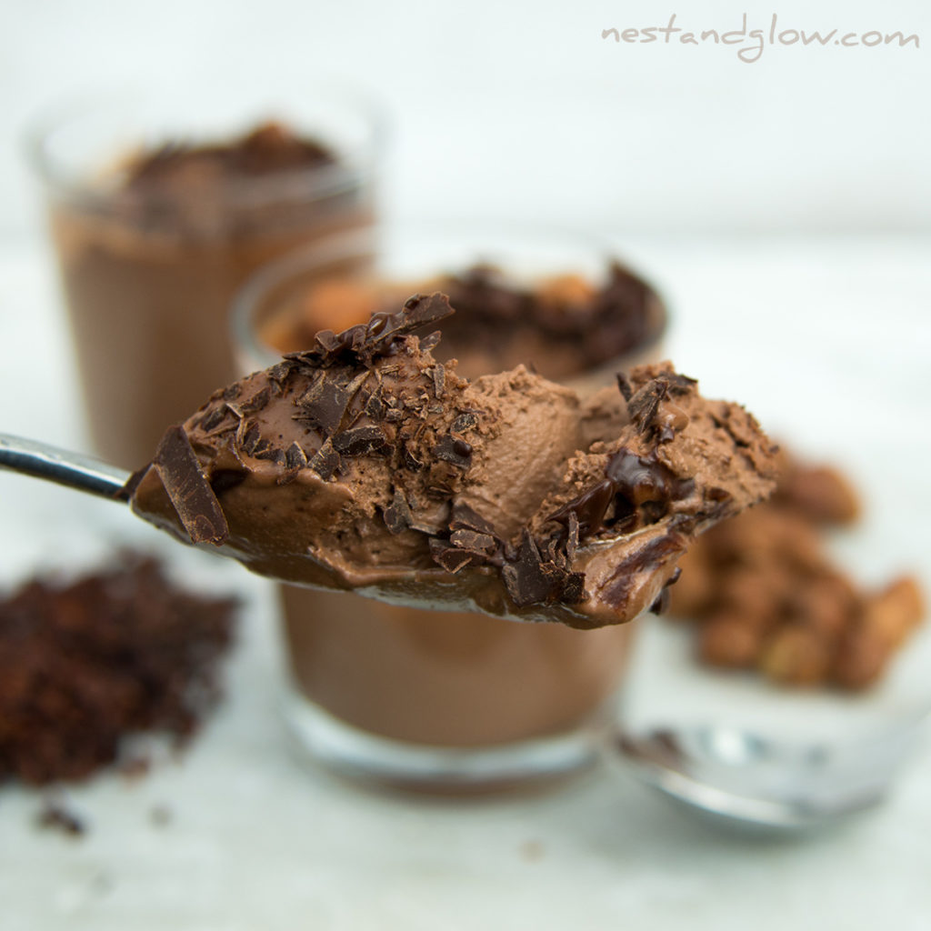 a spoonful of chocolate hazelnut healthy mouuse