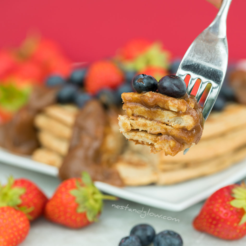 gluten free pancakes on a fork