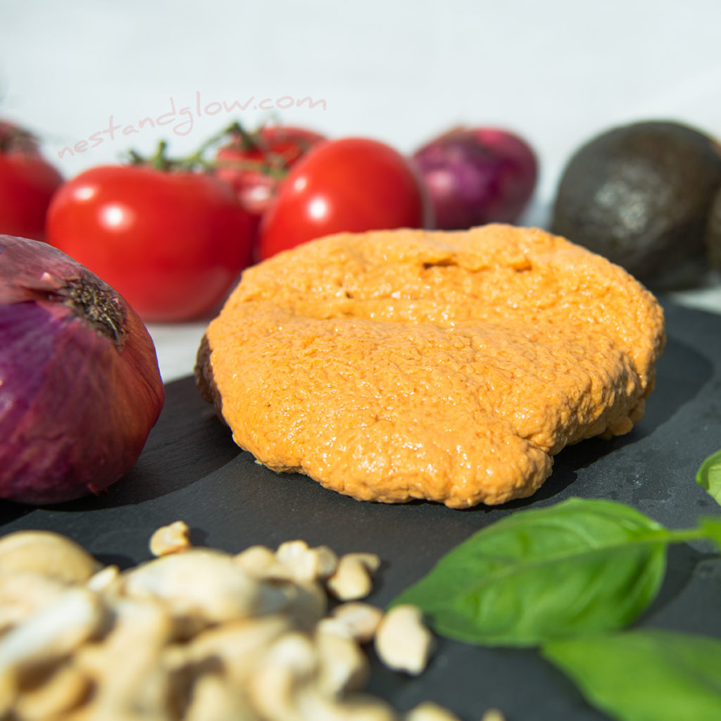 a ball of smoked cashew mozzarella.