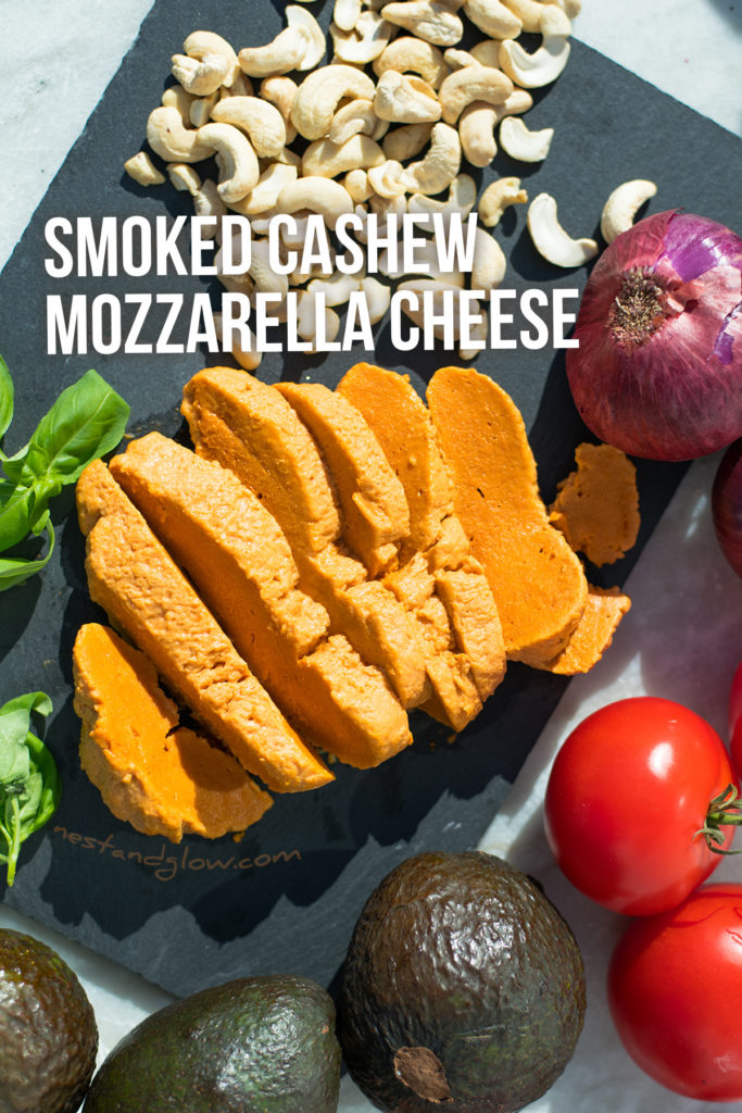 smoked cashew mozzarella cheese recipe - easy dairy-free cheese #vegan #veganrecipe #vegancheese 