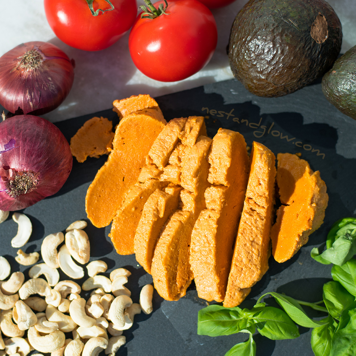 Smoked Cashew Mozzarella Cheese Nest and Glow