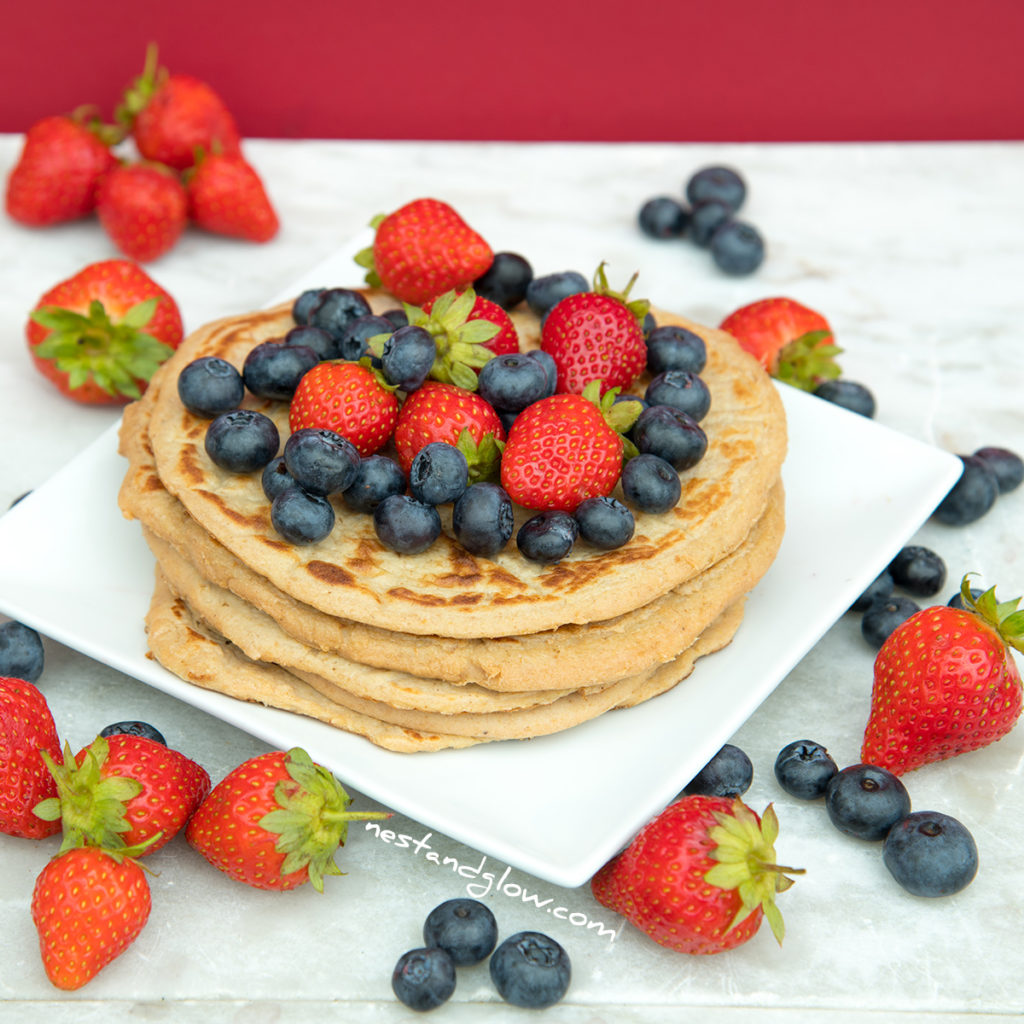 vegan protein pancakes are easy to make and taste amazing. high in plant protein from lentils, oats and flax seeds