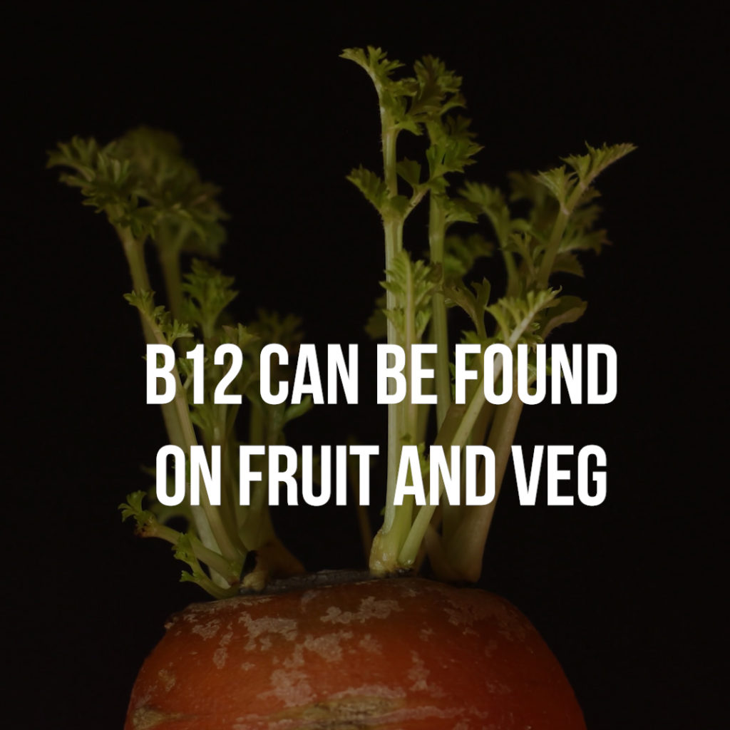 B12 can be found on fruit and veg