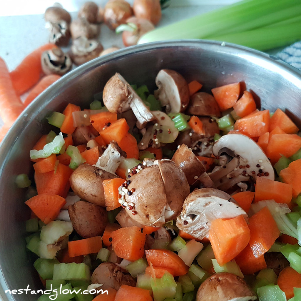 mushroom quinoa Risotto before cooking