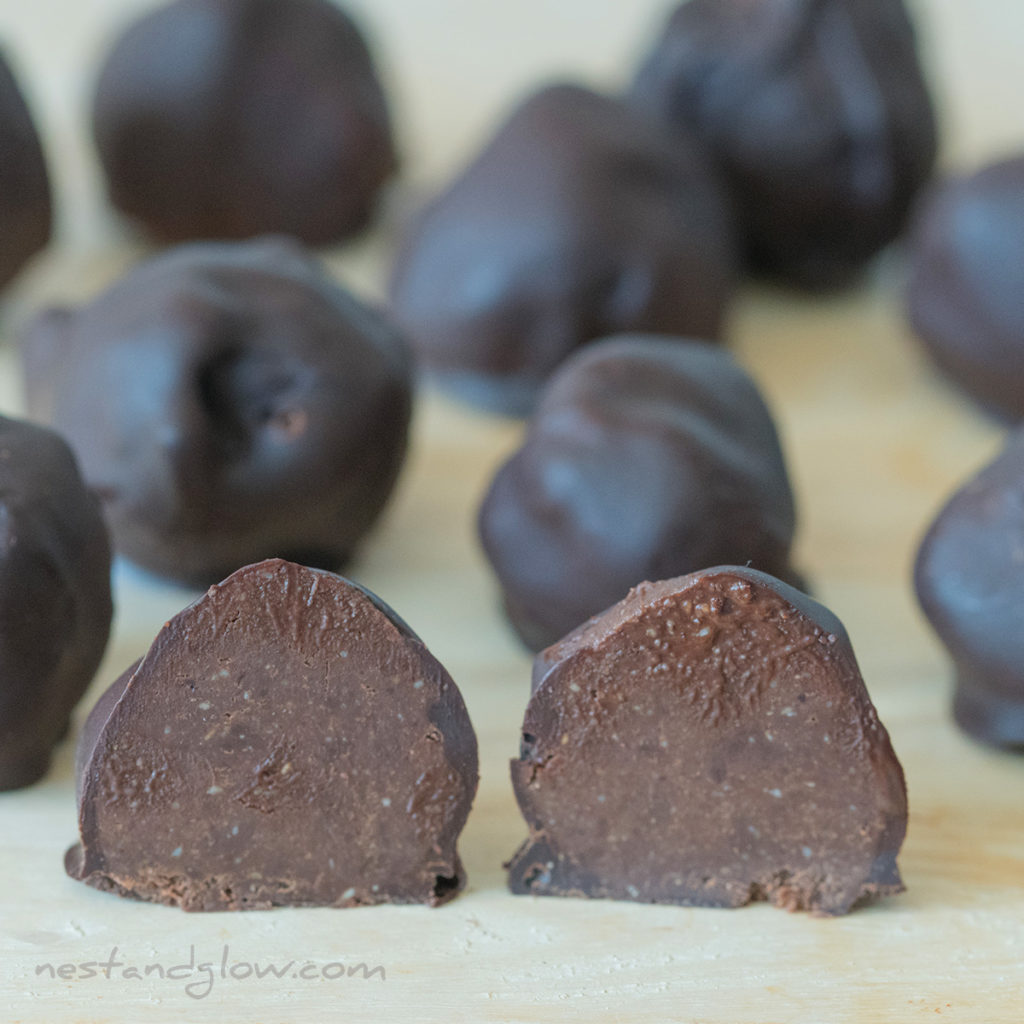 peanut butter balls cut half