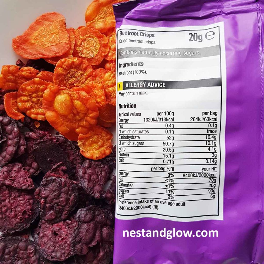 air dried beetroot and carrot crisps