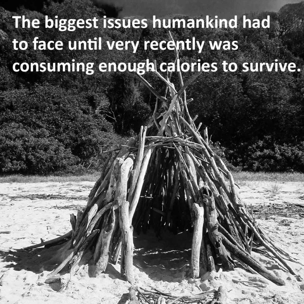 The biggest issues humankind had to face until very recently was consuming enough calories to survive.