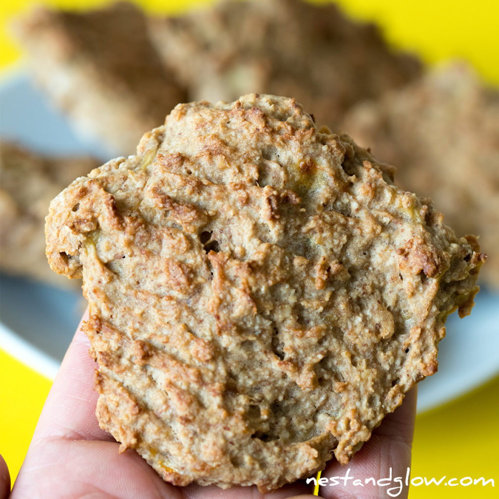 close up photo of my vegan peanut butter cookies. they can be made with gluten free oats so they are suitable for gluten free diets