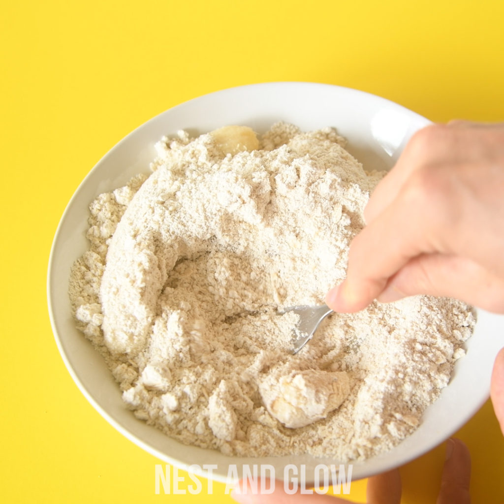 easy recipe using just three ingredients to make healthy cookies. a fork is used to mash all the ingredients together making it a great cookie recipe for children