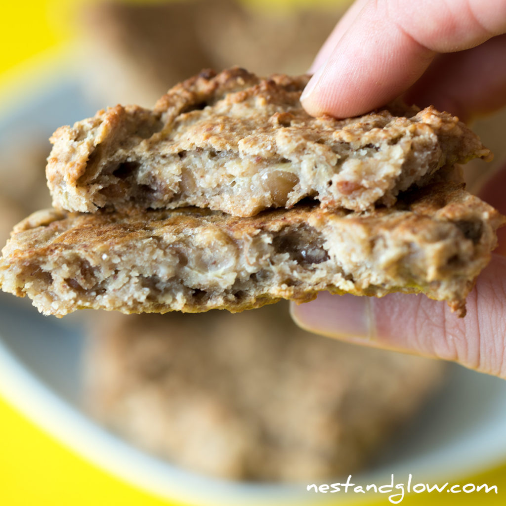 the inside of a peanut butter cookie made with crunchy peanut butter